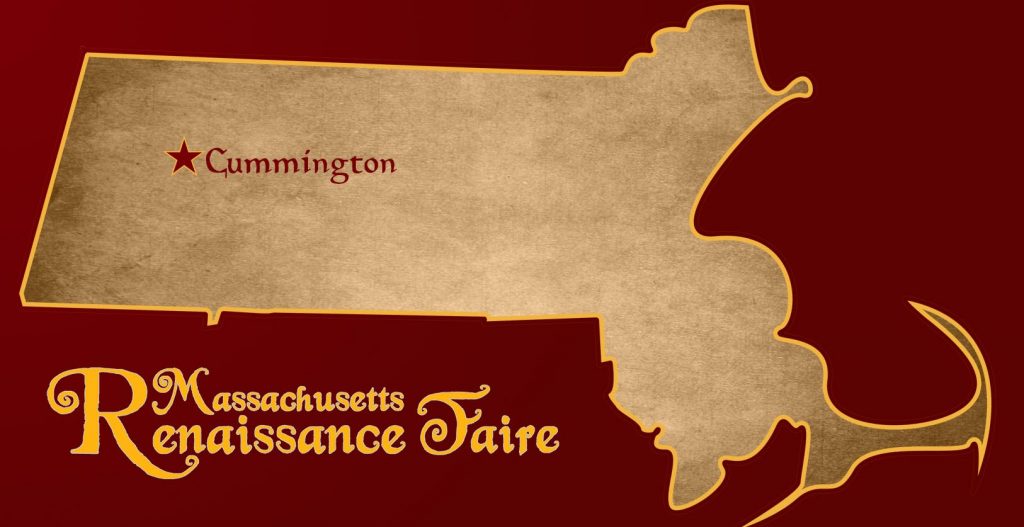 Map of Massachusetts with the town of Cummington marked on it